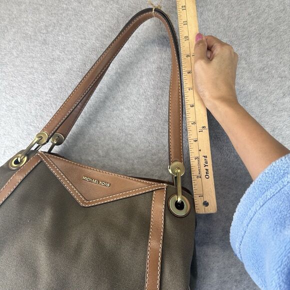 Michael Kors Raven Large Canvas Shoulder Bag Tote Signature‎ Green Signature NEW - Picture 12 of 16